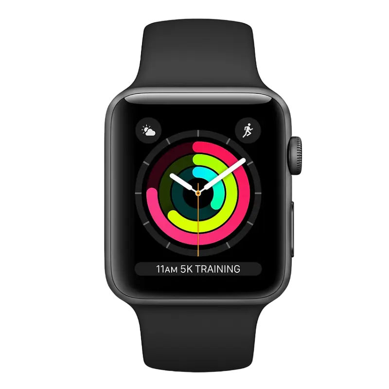 Умные часы Apple Watch Series 3 Алюминиевый корпус цвета Space Grey с Черным спортивным ремешком