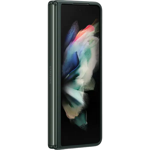 Husă tip carte Samsung Galaxy Z Fold 3 Leather Cover Husă din piele Verde