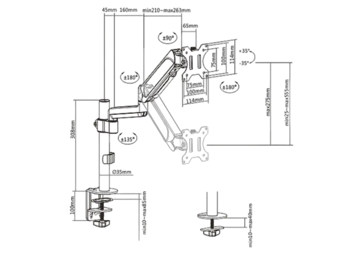 Suport birou pentru monitoare Gembird MA-DA1P-01 Negru