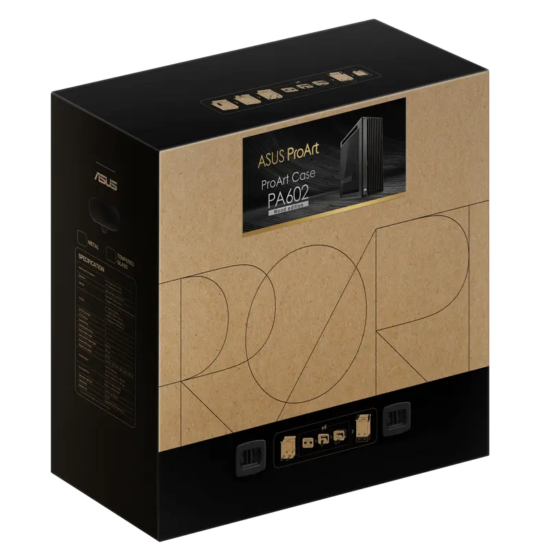 Carcasă PC ASUS ProArt PA602 Wood TG Midi-Tower Negru