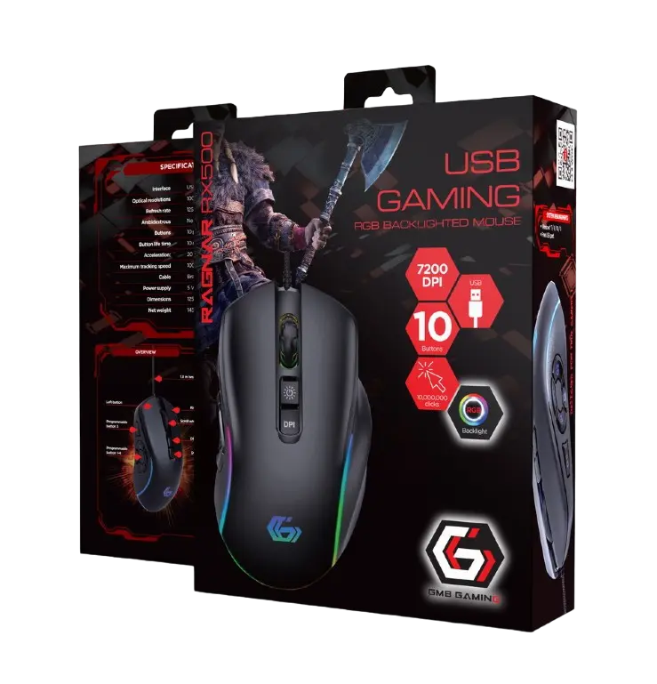 Игровая мышь Gembird RAGNAR-RX500 Проводное Чёрный