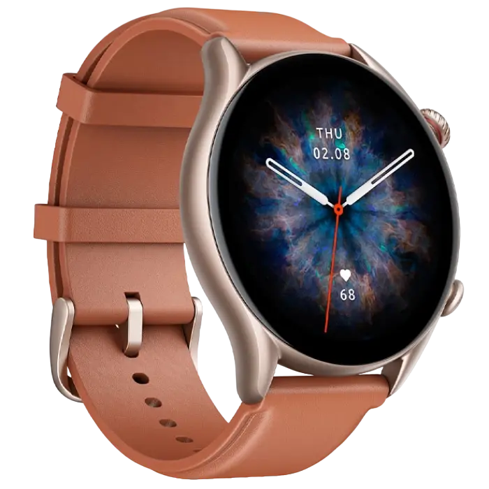 Умные часы Xiaomi GTR 3 Pro Серый алюминиевый корпус с Коричневым кожаным ремешком