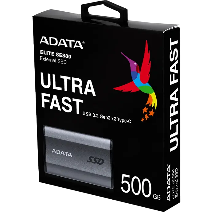 Внешний портативный SSD накопитель ADATA Elite SE880 Titanium 500 ГБ Серый
