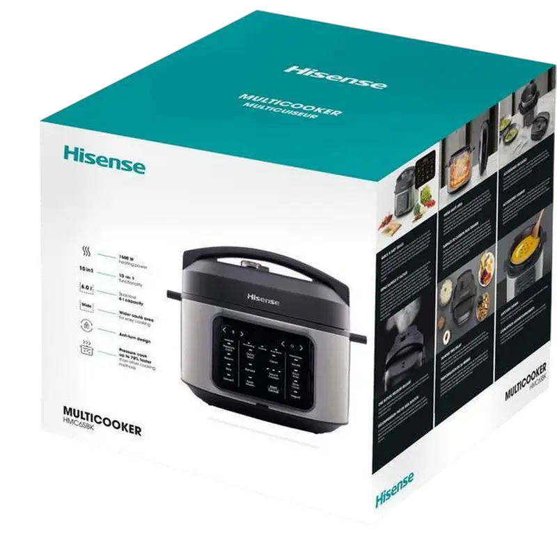 Мультиварка-скороварка Hisense HMC6SBK Чёрный | Нержавеющая сталь