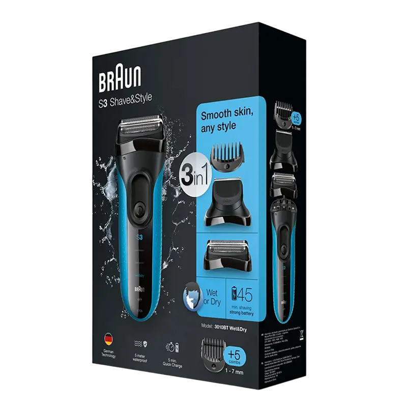 Электробритва мужская Braun Series 3 Shave&Style 3010bt Синий