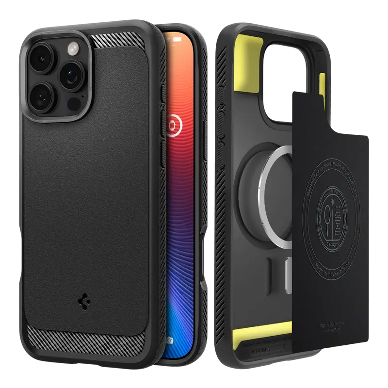 Чехол Spigen Apple iPhone 16 Pro Rugged Armor Magsafe Rugged Armor Матовый черный