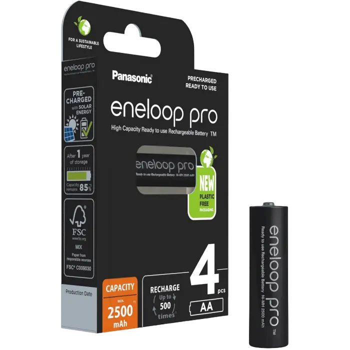 Аккумуляторы Panasonic Eneloop Pro BK-3HCDE/4CP AA