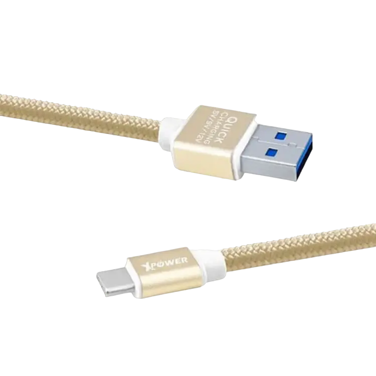 Кабель для зарядки и синхронизации Xpower Type-C Cable, Nylon Золотой