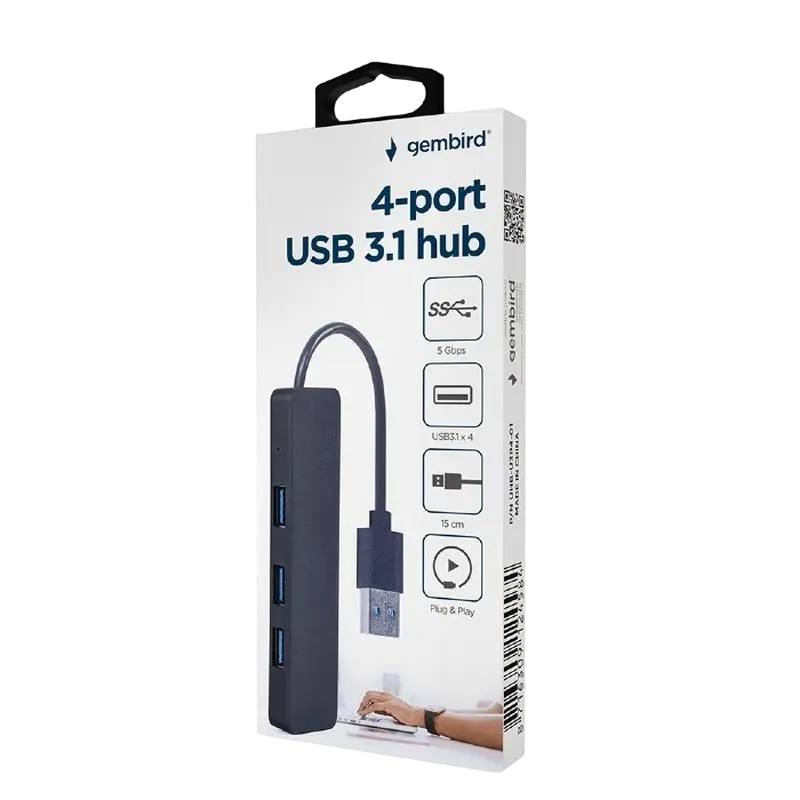 USB-концентратор Gembird UHB-U3P4-04 Черный