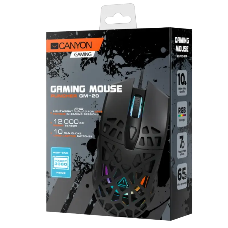 Gaming Mouse Canyon Puncher Cu fir Negru