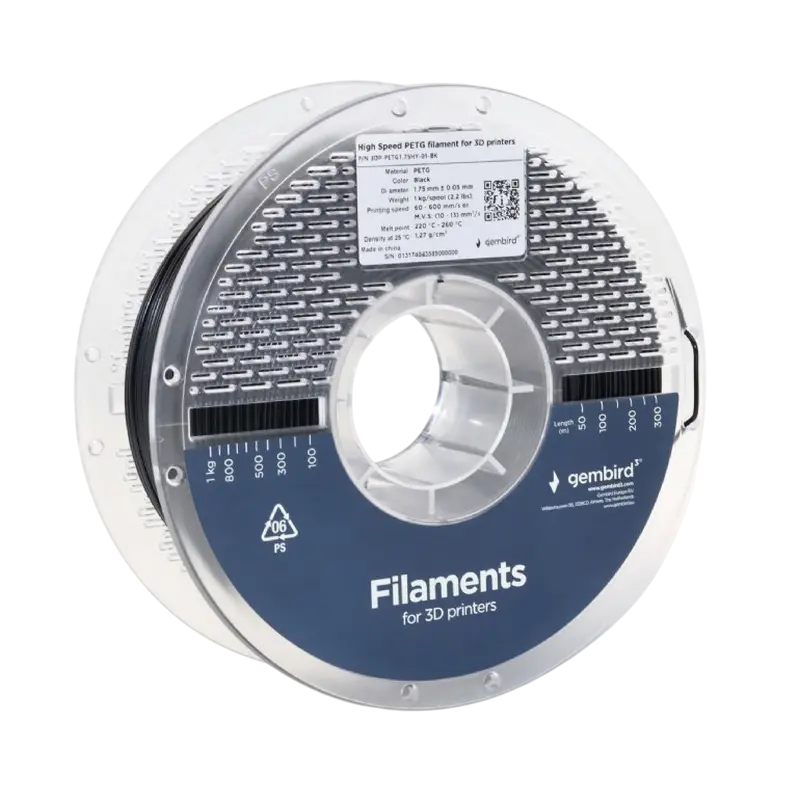 Нить для 3D-принтера Gembird 3DP-PETG1.75HY-01-BK Черный