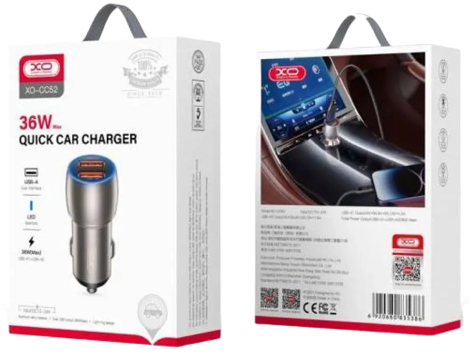 Автомобильное зарядное устройство XO CC52 Серый