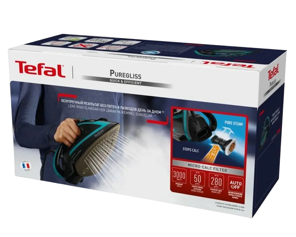 Утюг Tefal Puregliss Чёрный/Бирюзовый