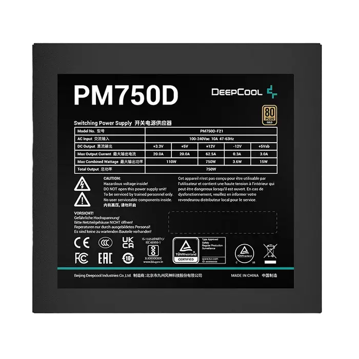 Tip Блок питания для компьютеров Deepcool PM750D ATX Черный