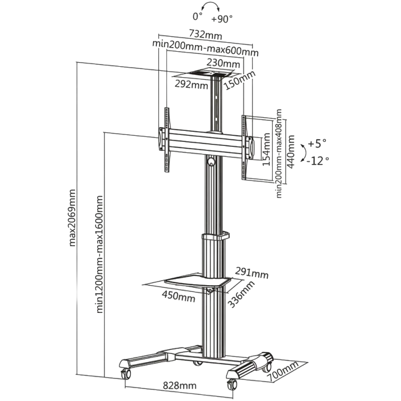 Suport pentru televizor Reflecta 70VC-Shelf Argintiu