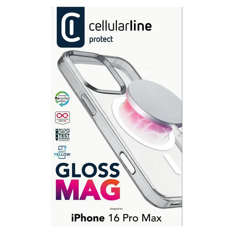Husă Cellularline Apple iPhone 16 Pro Max Gloss Mag Case Gloss Mag Transparent