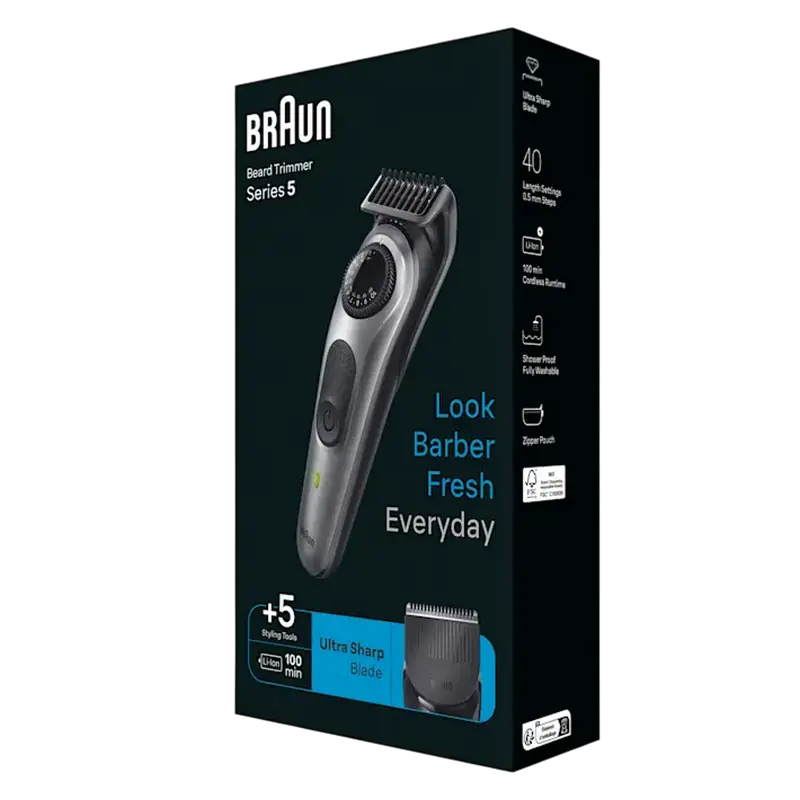 Мужской Триммер Braun Beard Trimmer 5 Серый