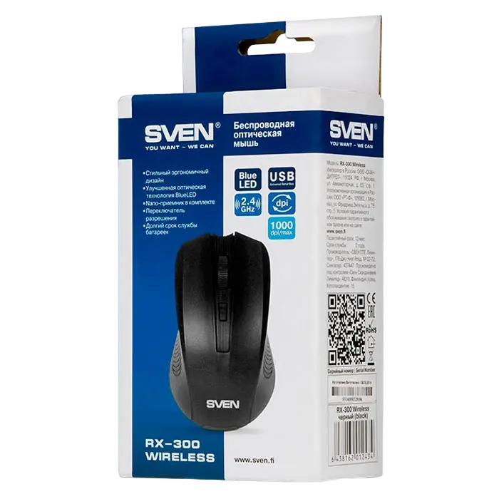 Беcпроводная мышь SVEN RX-300 Беспроводное Чёрный