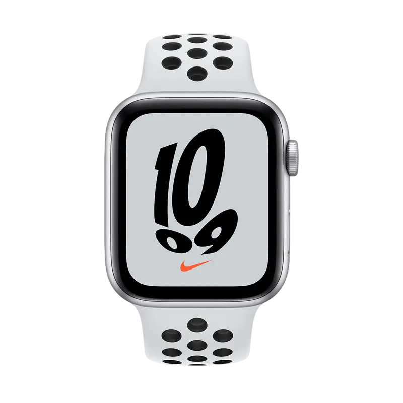 Ceas inteligent Apple Watch SE Carcasă din aluminiu cu bandă sportivă Pure Platinum/Black Nike Band