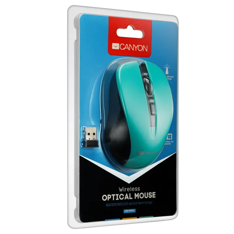 Беcпроводная мышь Canyon MW-1 Беспроводное Зелёный