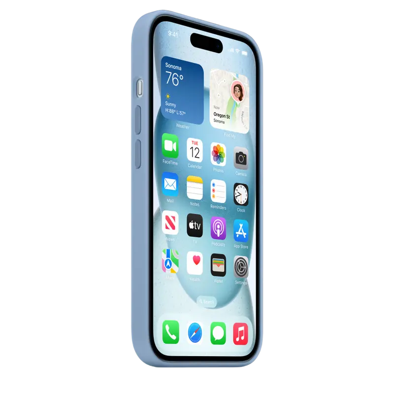 Husă Apple iPhone 15 Silicone Case MagSafe Husă din silicon Albastru de iarnă