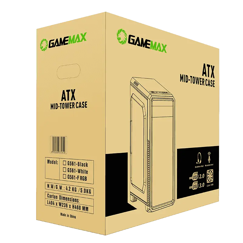Carcasă PC Gamemax G561-FRGB Midi-Tower Negru