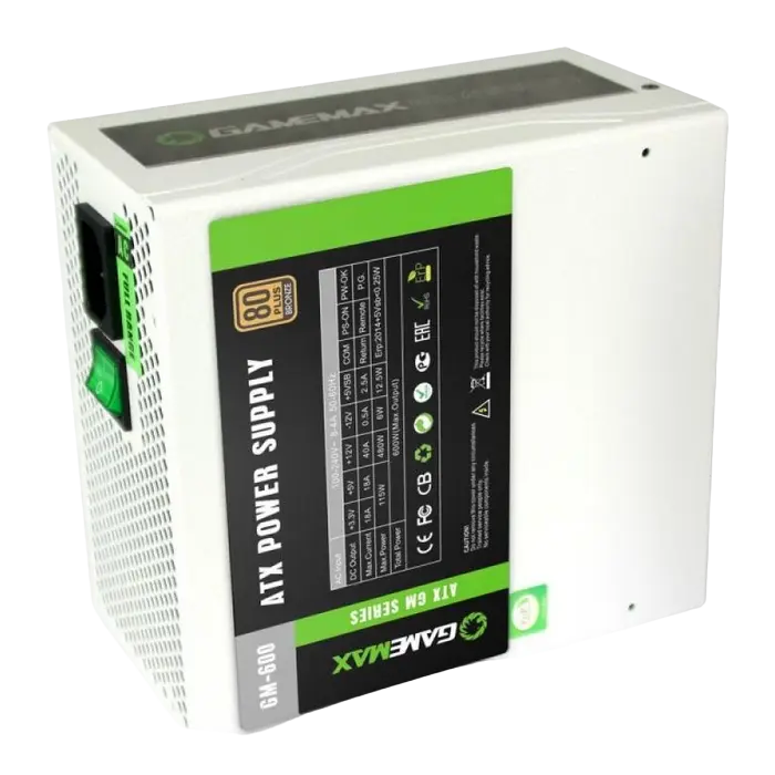 Tip Блок питания для компьютеров Gamemax GM-600 White ATX Белый