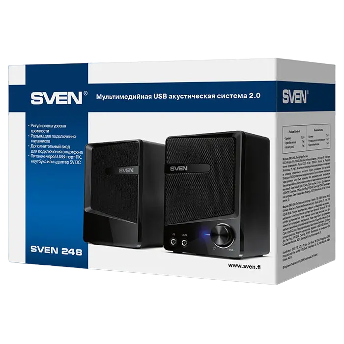 Компьютерные колонки SVEN 248 Черный