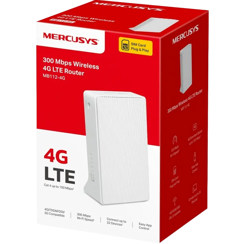 Router fără fir MERCUSYS MB112-4G Alb