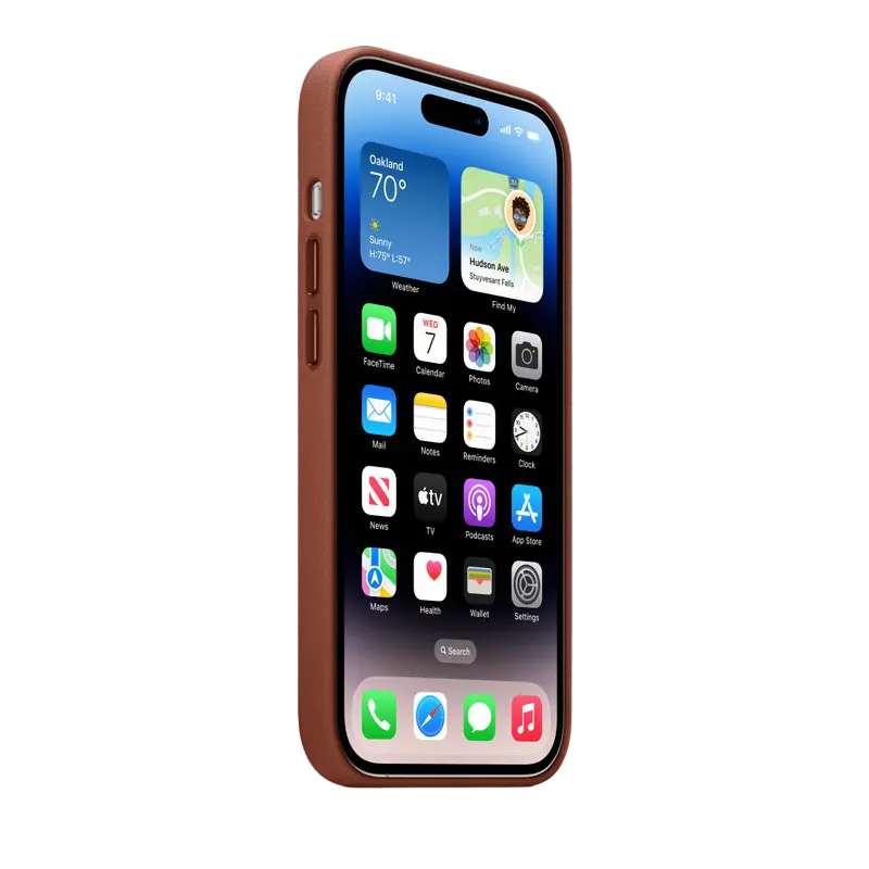 Чехол Apple iPhone 14 Pro Leather Case MagSafe A2908 Коричневый