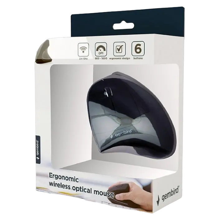 Беcпроводная мышь Gembird MUSW-ERGO Беспроводное Чёрный