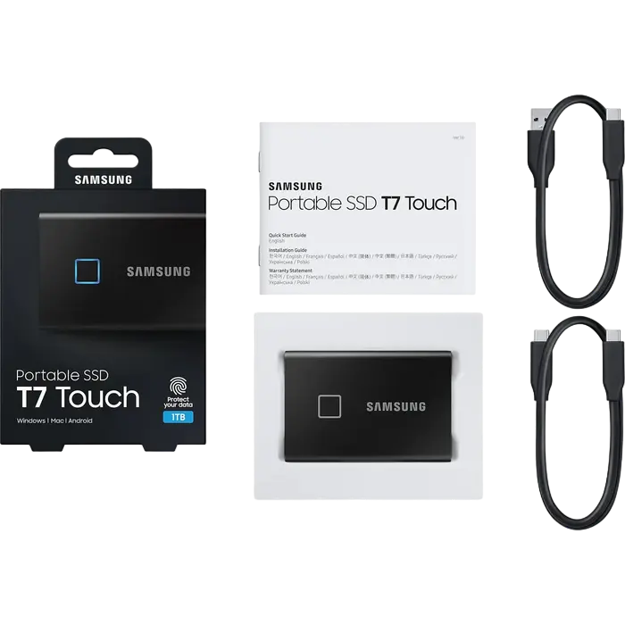 SSD portabil extern Samsung T7 Touch 1 TB Negru