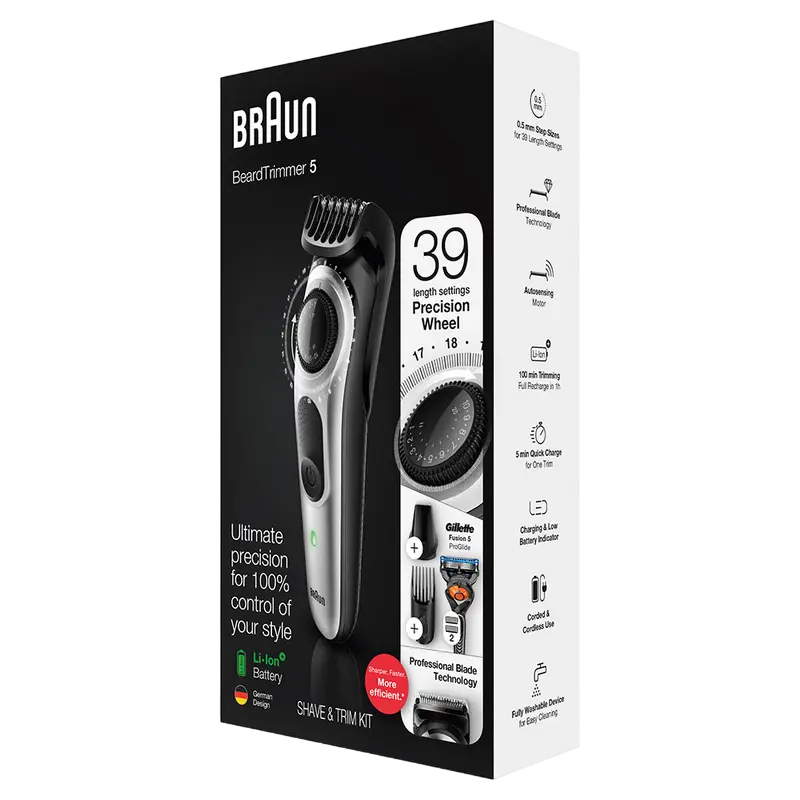 Мужской Триммер Braun BT5260 Чёрный | Серебристый