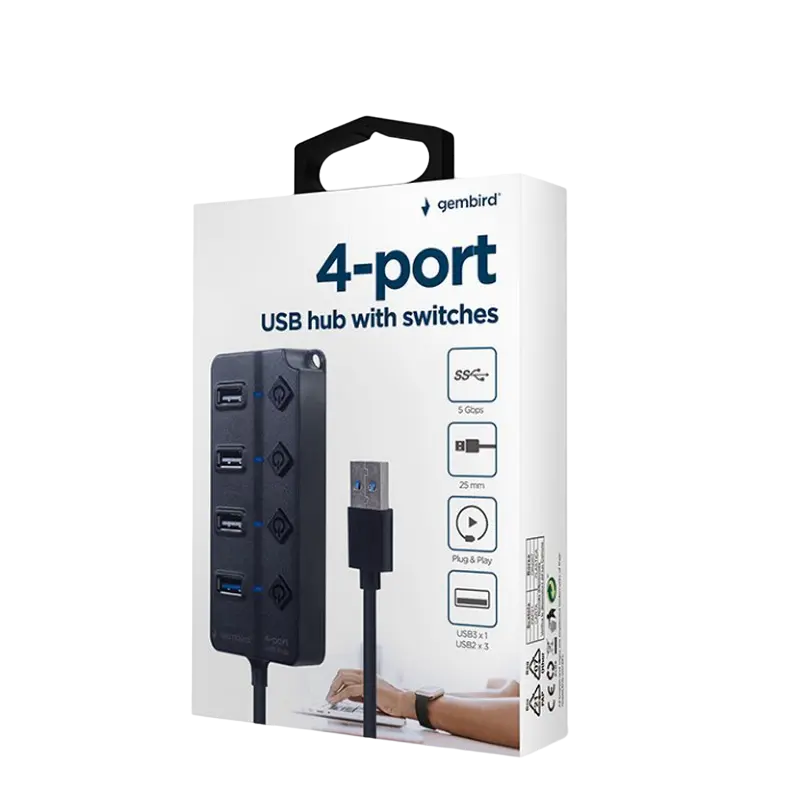 USB-концентратор Gembird UHB-U3P1U2P3P-01 Черный