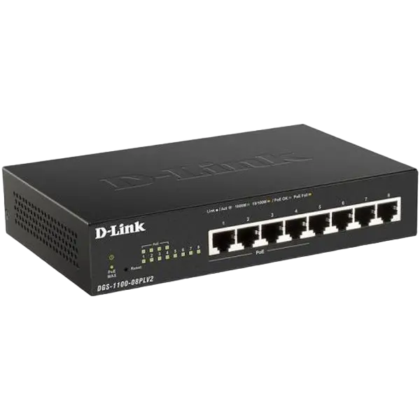 Comutator PoE D-Link DGS-1100-08PLV2 Negru