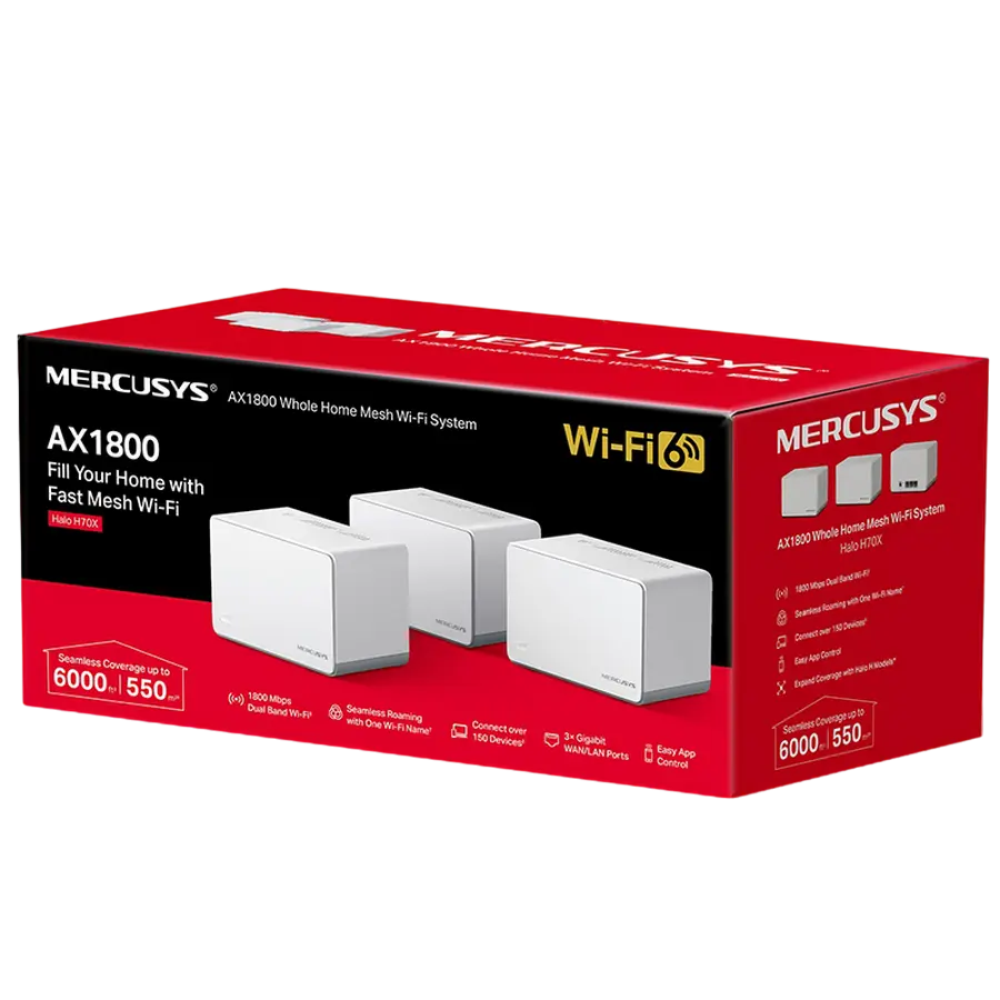 Sistem Wi-Fi Mesh MERCUSYS Halo H70X (3-pack) Alb