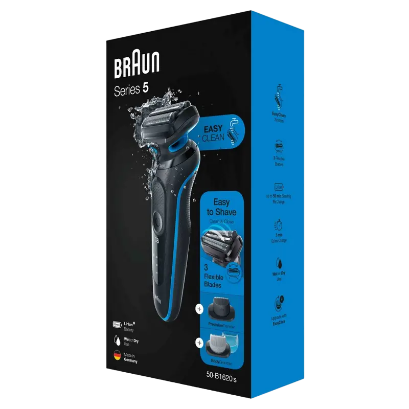 Электробритва мужская Braun Series 5 50-B1620s Flex Wet&Dry Черный | Синий