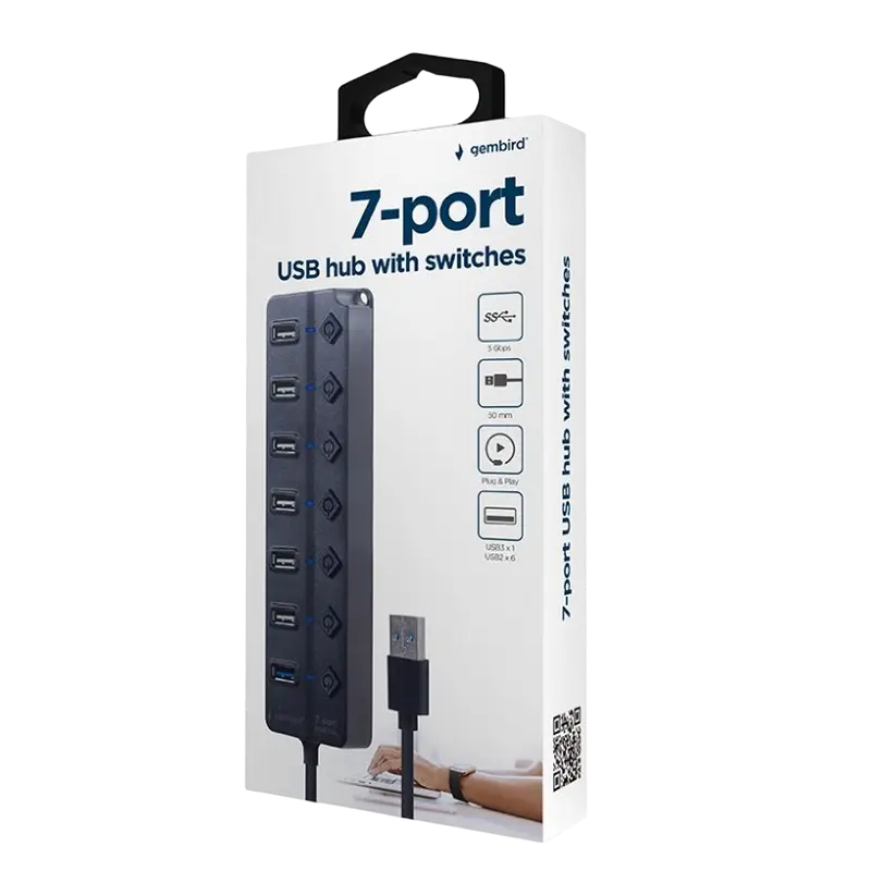 USB-концентратор Gembird UHB-U3P1U2P6P-01 Черный