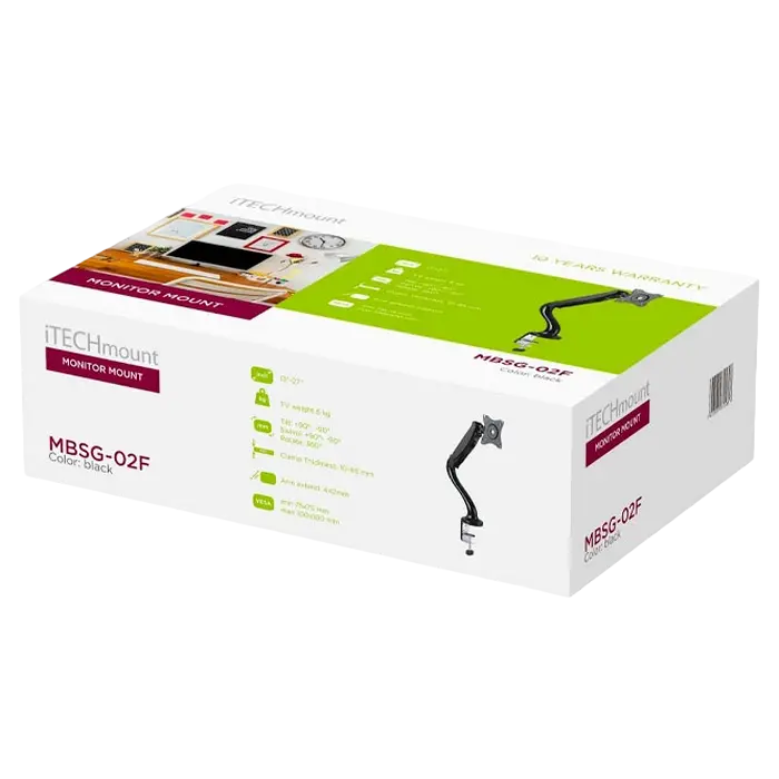 Suport birou pentru monitoare ITech MBSG-02F Negru