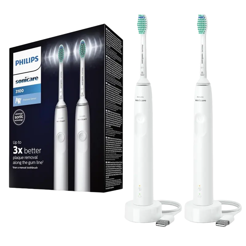 Электрическая звуковая зубная щетка Для взрослых Philips Sonicare 3100 Series Белый