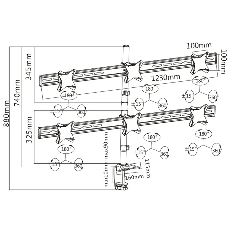Настольный кронштейн для монитора Reflecta PLANO Desk 23-1010S Серебристый