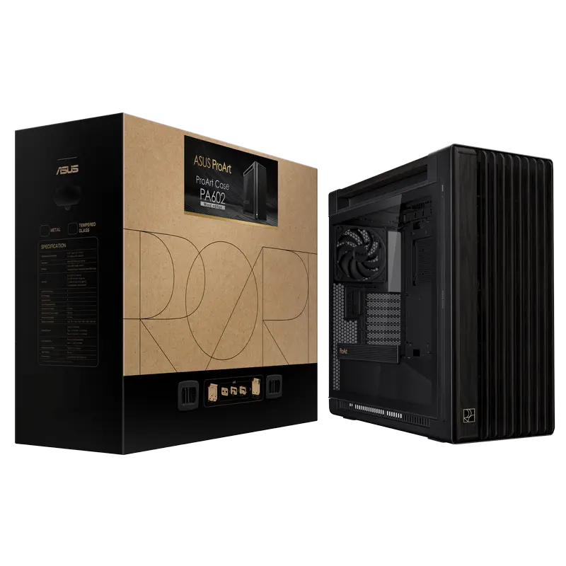 Carcasă PC ASUS ProArt PA602 Wood TG Midi-Tower Negru