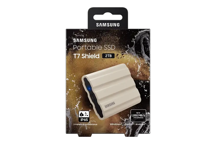 Внешний портативный SSD накопитель Samsung T7 Shield 2 ТБ Чёрный