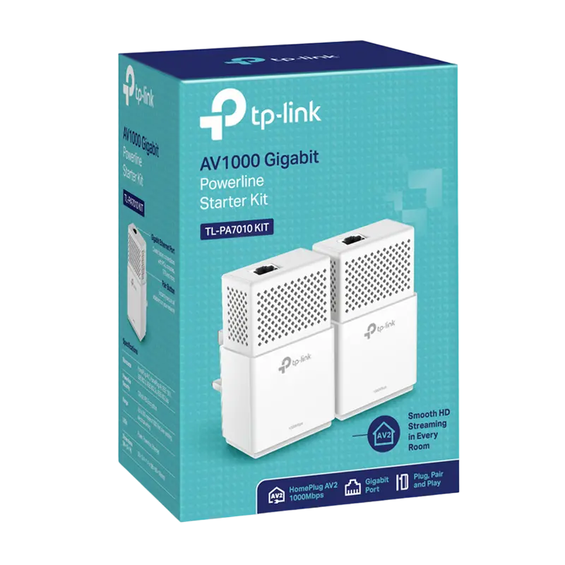 Адаптер Powerline TP-LINK AV1000 Gigabit Starter kit Белый