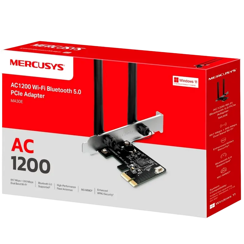 Сетевой адаптер PCIe MERCUSYS MA30E Черный
