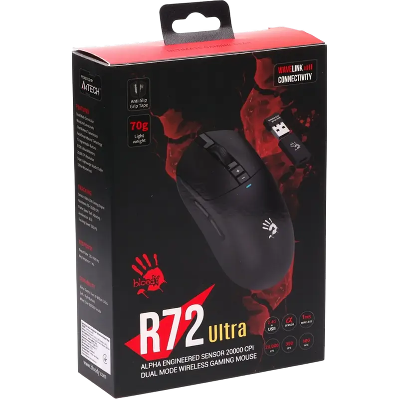 Игровая мышь Bloody R72 Ultra Проводное,Беспроводное Чёрный