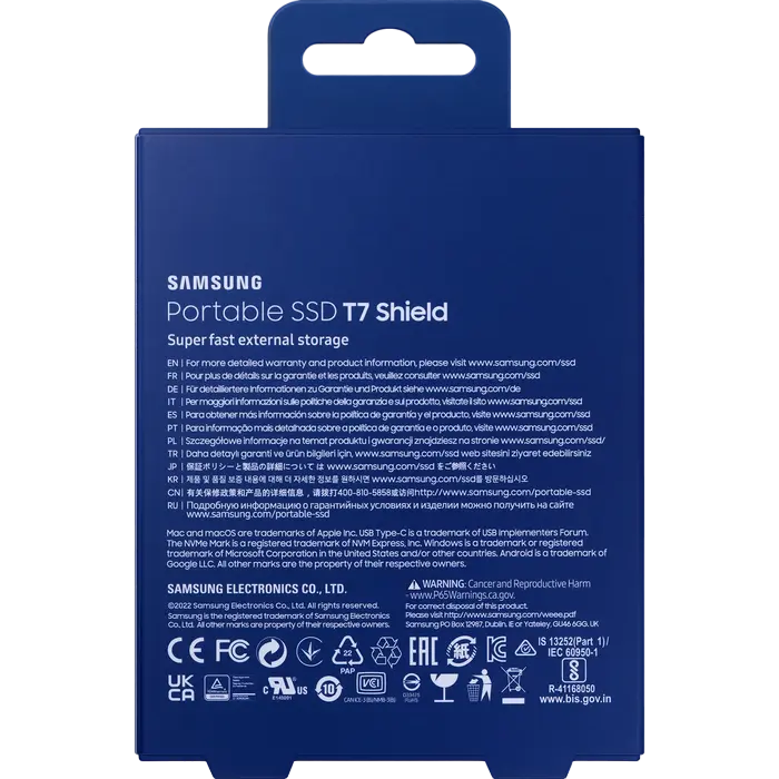 Внешний портативный SSD накопитель Samsung T7 Shield 1 ТБ Синий