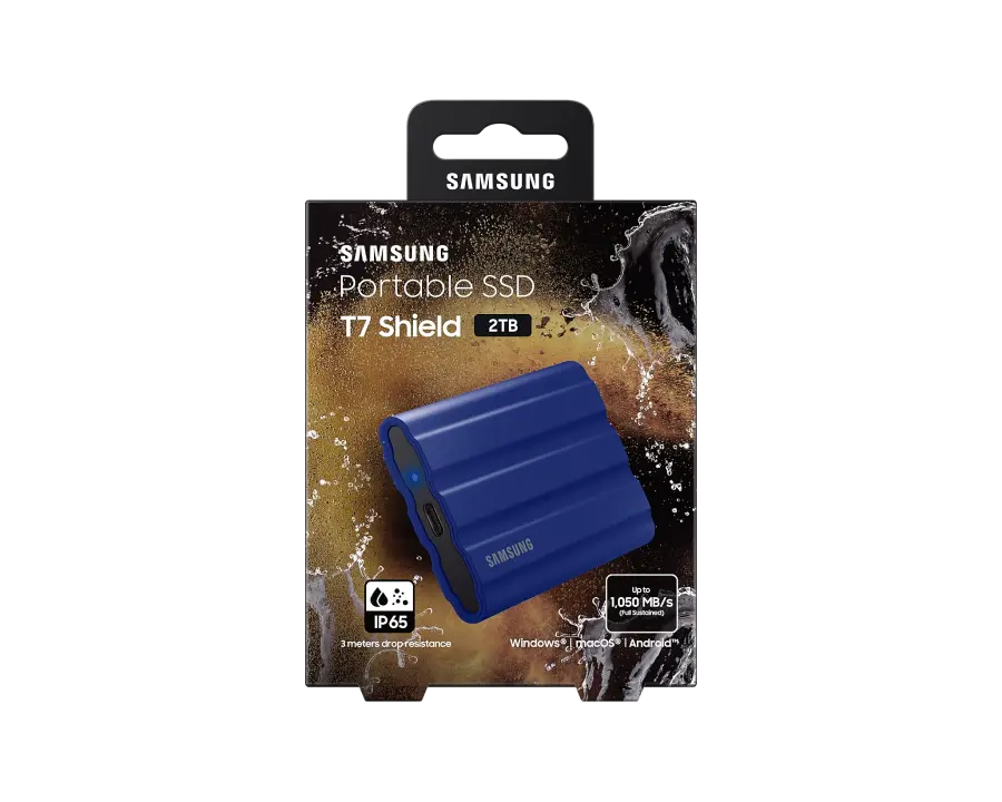 Внешний портативный SSD накопитель Samsung T7 Shield 2 ТБ Синий
