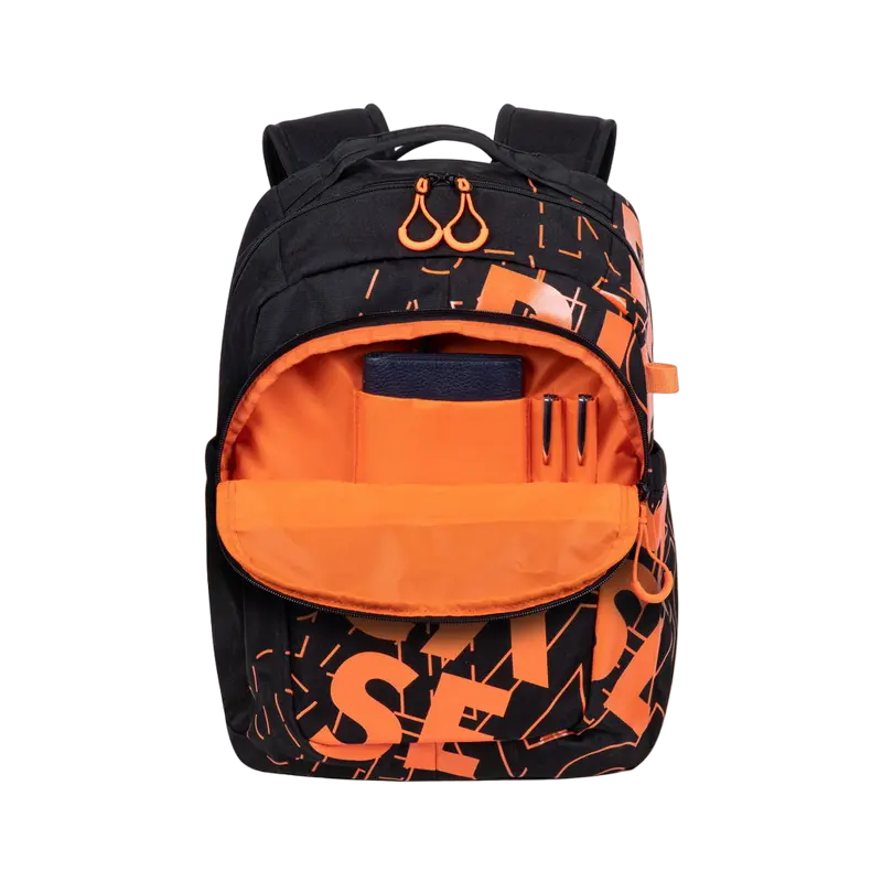 Rucsac zilnic Rivacase Heide Negru/Portocaliu