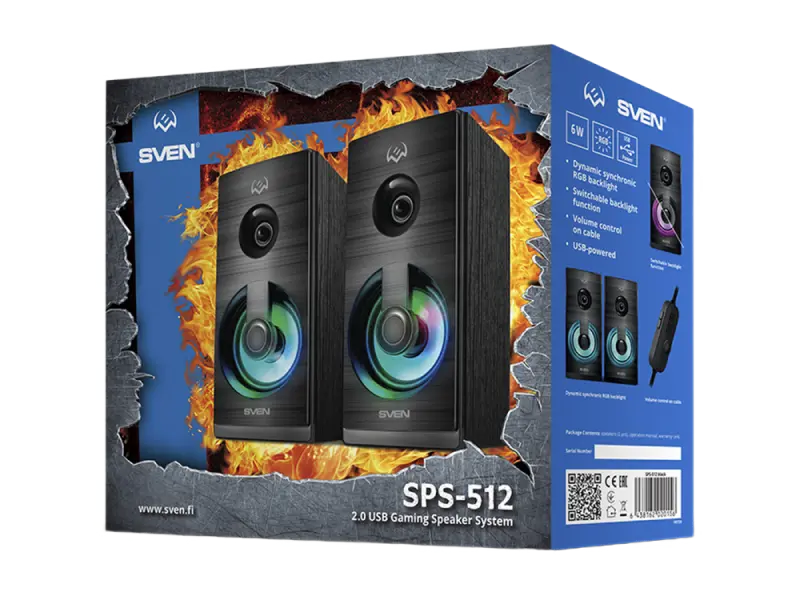 Компьютерные колонки SVEN SPS-512 Черный